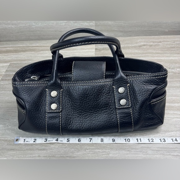 Y2K MICHAEL Michael Kors Greenwich Black Pebbled Leather Vintage Barrel Bag - Picture 10 of 13